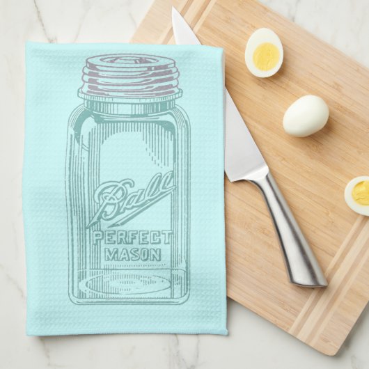 ヴィンテージのメーソンジャー(あなたの台所色をカスタマイズ) キッチンタオル (四つ折り)