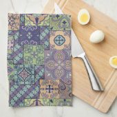 ヴィンテージのモザイクタラベラのオーナメント キッチンタオル (四つ折り)