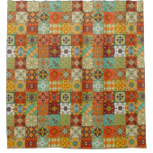 ヴィンテージのモザイクタラベラのオーナメント シャワーカーテン (正面)