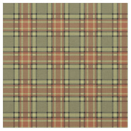 ヴィンテージのモスグリーンおよび燃やされたオレンジ格子縞 ファブリック
