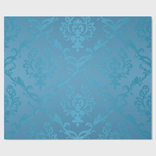 ヴィンテージのモダンで魅力的なターコイズのダマスク織 ラッピングペーパー (フラット)