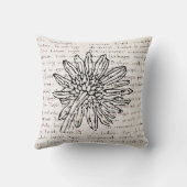 ヴィンテージのモダンなヒマワリのイラストレーションの原稿 クッション (裏面)