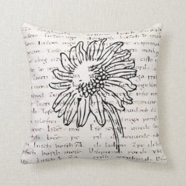 ヴィンテージのモダンなヒマワリのイラストレーションの原稿 クッション