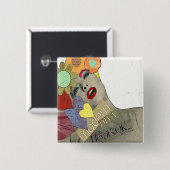 ヴィンテージのモダンの花型女性歌手 缶バッジ (正面&裏面)