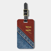 ヴィンテージのモノグラムのデニムおよび革 ラゲッジタグ (正面縦)