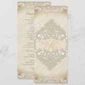 ヴィンテージのモノグラムのレースのフォーマルなバロック式のエッチングの渦巻 メニュー (正面/裏面)