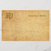 ヴィンテージのモノグラムの手書きの文字のエレガントなテンプレート 便箋 (正面)