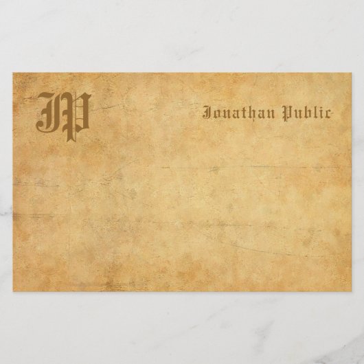 ヴィンテージのモノグラムの手書きの文字のエレガントなテンプレート 便箋 (正面)