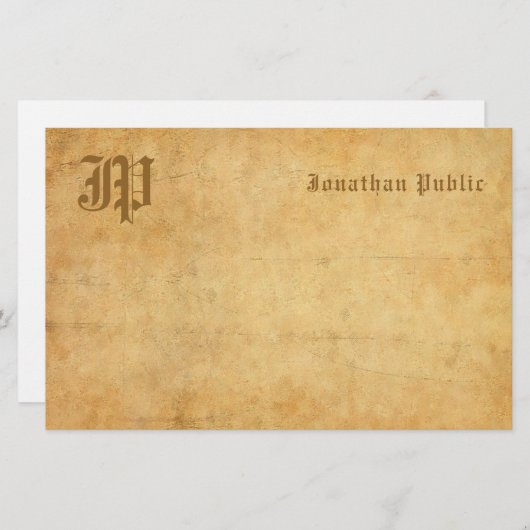 ヴィンテージのモノグラムの手書きの文字のエレガントなテンプレート 便箋 (正面/裏面)