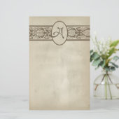 ヴィンテージのモノグラムの手紙文房具の紙 便箋 (スタンド正面)