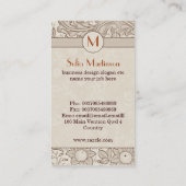 ヴィンテージのモノグラムの花の名刺 名刺 (裏面)