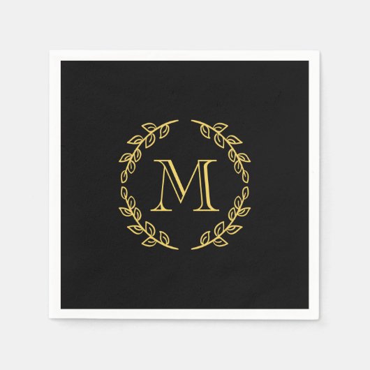 ヴィンテージのモノグラム スタンダードカクテルナプキン (正面)