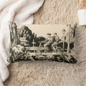 ヴィンテージのモノトーンのなタンデム自転車の人の女性の自然 ランバークッション (ブランケット)