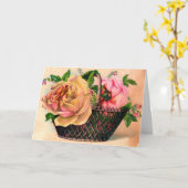 ヴィンテージのモモおよび正式のパーティーのばら色の母の日カード カード (黄色い花)