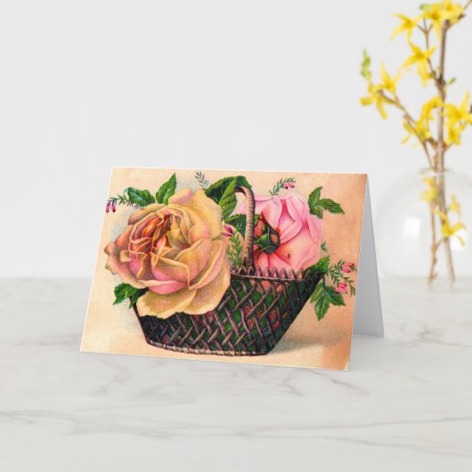 ヴィンテージのモモおよび正式のパーティーのばら色の母の日カード カード (黄色い花)