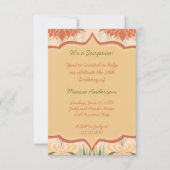 ヴィンテージのモモのアイボリーの緑の花のパーティの招待状 招待状 (正面)