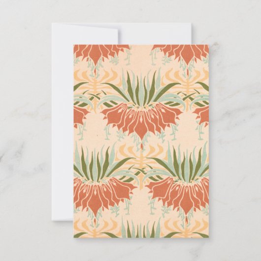 ヴィンテージのモモのアイボリーの緑の花のパーティの招待状 招待状 (裏面)