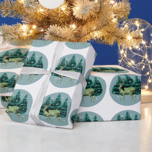 ヴィンテージのモリのシカの森の包装紙 ラッピングペーパー (クリスマス)