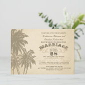 ヴィンテージのヤシの木のタイポグラフィ結婚式招待状 招待状 (スタンド正面)