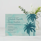 ヴィンテージのヤシの木のバーラップの結婚式招待状 招待状 (スタンド正面)