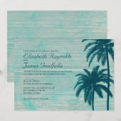 ヴィンテージのヤシの木のバーラップの結婚式招待状 招待状 (正面/裏面)