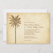 ヴィンテージのヤシの木のビーチ結婚式の招待状 招待状 (正面)