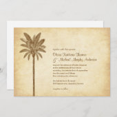 ヴィンテージのヤシの木のビーチ結婚式の招待状 招待状 (正面/裏面)