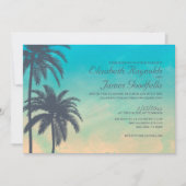 ヴィンテージのヤシの木の結婚式招待状 招待状 (正面)