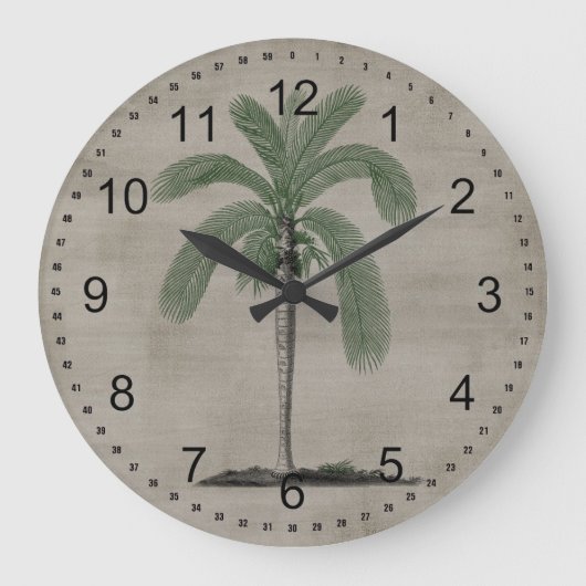 ヴィンテージのヤシの木 ラージ壁時計 (正面)