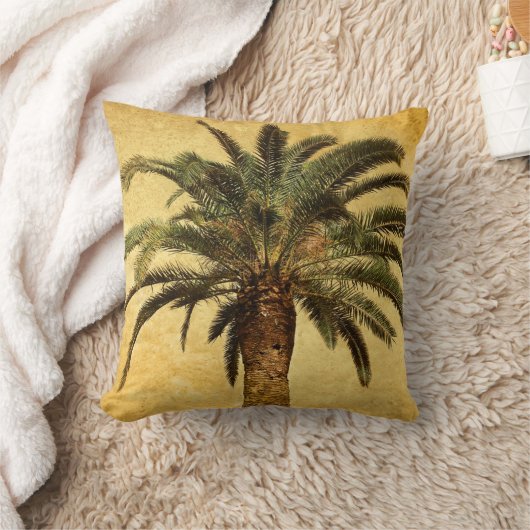 ヴィンテージのヤシの木-熱帯カスタマイズテンプレート クッション (ブランケット)