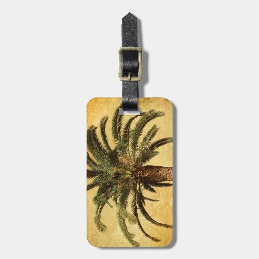 ヴィンテージのヤシの木-熱帯カスタマイズテンプレート ラゲッジタグ (正面縦)