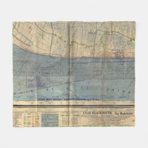 ヴィンテージのユタのビーチの攻撃開始日の侵入Map (1944年) フリースブランケット