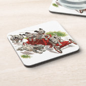 ヴィンテージのユーモアのかわいいDalmatian小犬の普通消防車 コースター (左側)