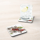 ヴィンテージのユーモアのかわいいDalmatian小犬の普通消防車 コースター (右側)