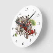 ヴィンテージのユーモアのかわいいDalmatian小犬の普通消防車 ラウンド壁時計 (傾斜)