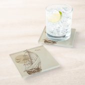 ヴィンテージのヨット ガラスコースター (アングル)