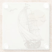ヴィンテージのヨット ガラスコースター (裏面)