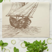 ヴィンテージのヨット キッチンタオル (折り畳み)