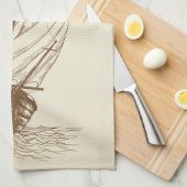 ヴィンテージのヨット キッチンタオル (四つ折り)