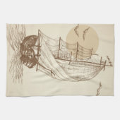 ヴィンテージのヨット キッチンタオル (横)