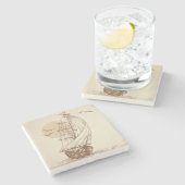 ヴィンテージのヨット ストーンコースター (横)