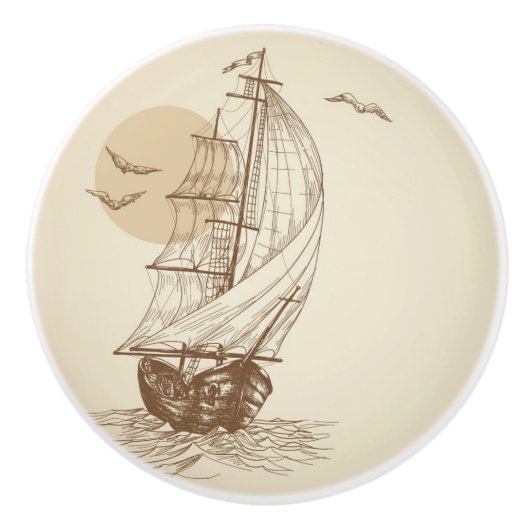 ヴィンテージのヨット セラミックノブ (正面)