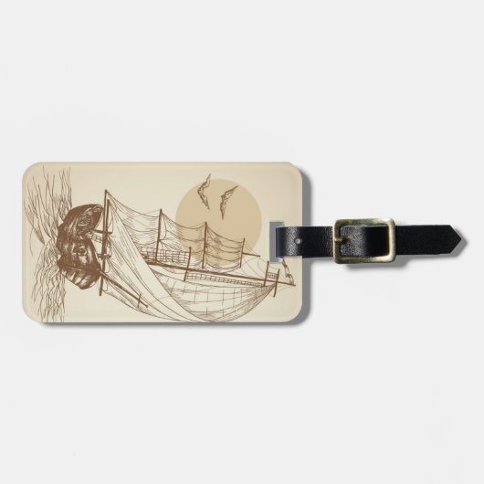 ヴィンテージのヨット ラゲッジタグ (正面横)