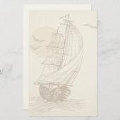 ヴィンテージのヨット 便箋 (正面/裏面)