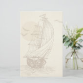 ヴィンテージのヨット 便箋 (スタンド正面)