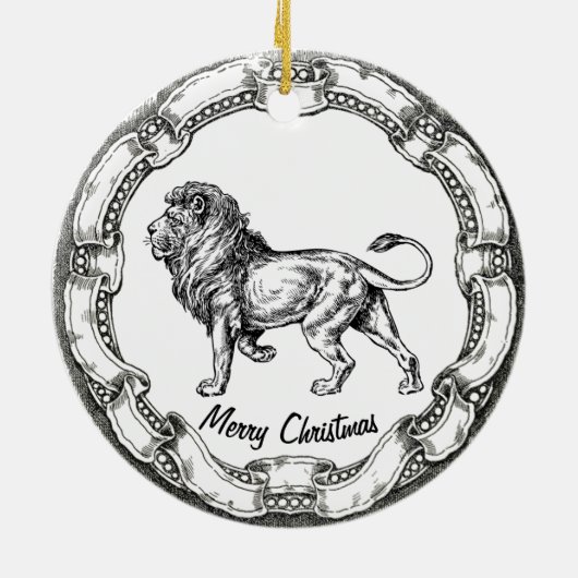 ヴィンテージのライオンは個人化なります セラミックオーナメント (裏面)
