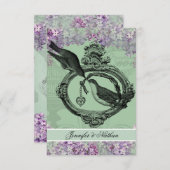 ヴィンテージのライラックのロケットRSVPカード 出欠カード (正面/裏面)