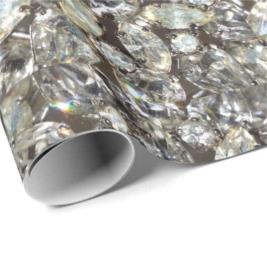 ヴィンテージのラインストーンのダイヤモンドのきらきら光るな鏡パターン ラッピングペーパー (ロールコーナー)