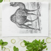 ヴィンテージのラクダのイラストレーション-レトロの旧式なラクダ キッチンタオル (折り畳み)