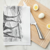 ヴィンテージのラクダのイラストレーション-レトロの旧式なラクダ キッチンタオル (四つ折り)